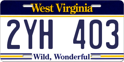 WV license plate 2YH403
