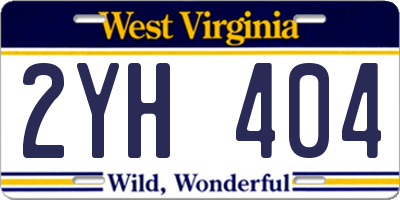 WV license plate 2YH404