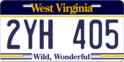 WV license plate 2YH405
