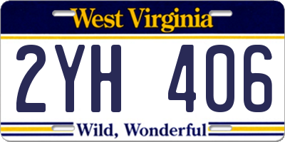 WV license plate 2YH406
