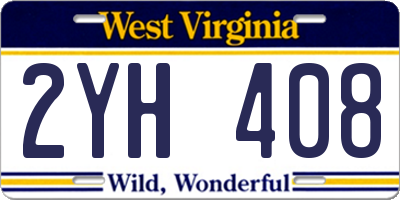WV license plate 2YH408