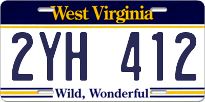 WV license plate 2YH412