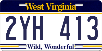 WV license plate 2YH413