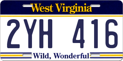 WV license plate 2YH416