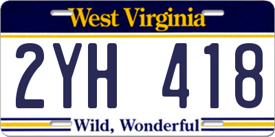 WV license plate 2YH418