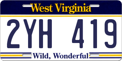 WV license plate 2YH419