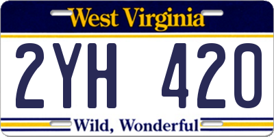 WV license plate 2YH420