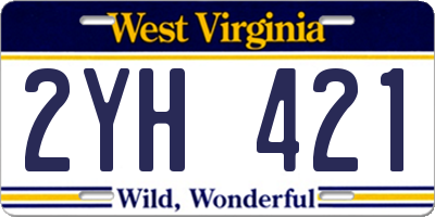 WV license plate 2YH421