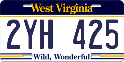 WV license plate 2YH425