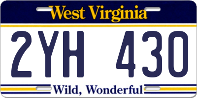 WV license plate 2YH430
