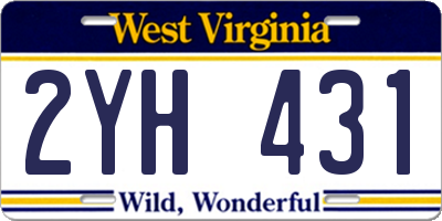 WV license plate 2YH431
