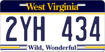 WV license plate 2YH434