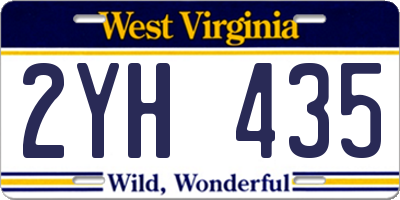 WV license plate 2YH435