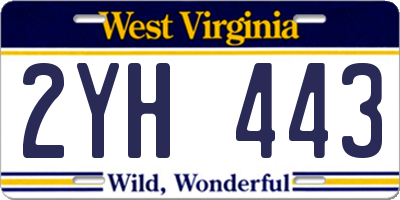 WV license plate 2YH443