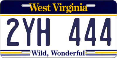 WV license plate 2YH444