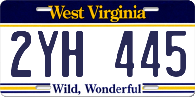 WV license plate 2YH445