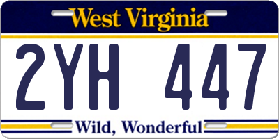 WV license plate 2YH447