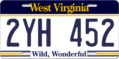 WV license plate 2YH452