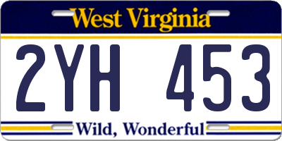 WV license plate 2YH453