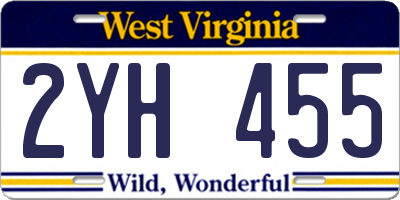 WV license plate 2YH455