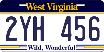 WV license plate 2YH456