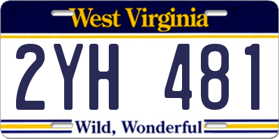 WV license plate 2YH481