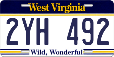 WV license plate 2YH492