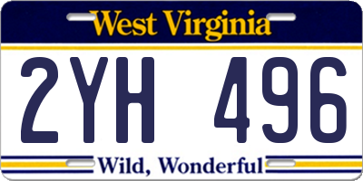 WV license plate 2YH496