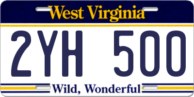 WV license plate 2YH500