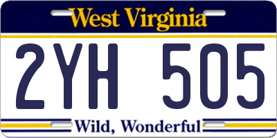 WV license plate 2YH505