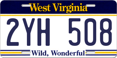 WV license plate 2YH508
