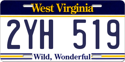 WV license plate 2YH519