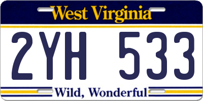 WV license plate 2YH533