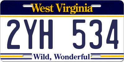 WV license plate 2YH534