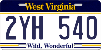 WV license plate 2YH540