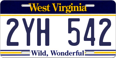 WV license plate 2YH542