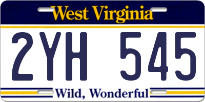 WV license plate 2YH545