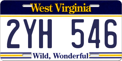 WV license plate 2YH546