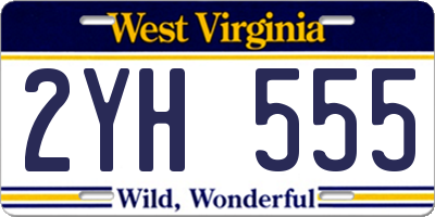 WV license plate 2YH555