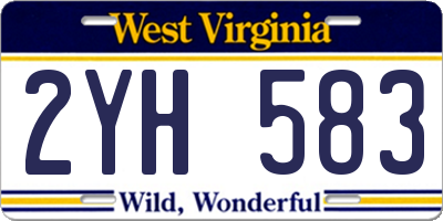 WV license plate 2YH583