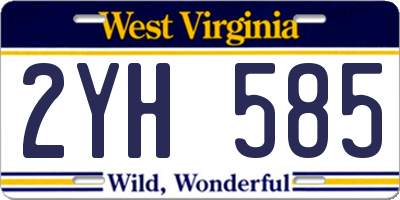 WV license plate 2YH585