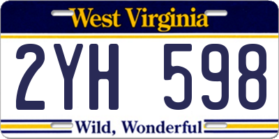 WV license plate 2YH598
