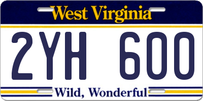 WV license plate 2YH600
