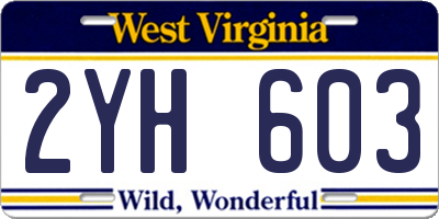 WV license plate 2YH603