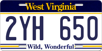 WV license plate 2YH650