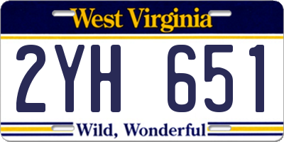 WV license plate 2YH651