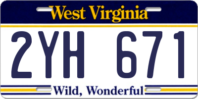 WV license plate 2YH671
