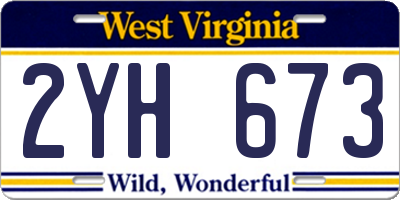 WV license plate 2YH673