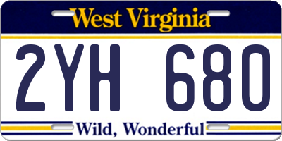 WV license plate 2YH680