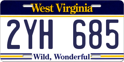 WV license plate 2YH685